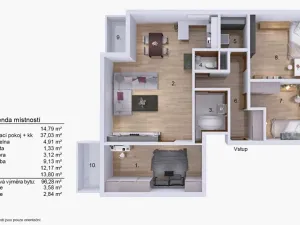 Prodej bytu 4+kk, Praha - Kolovraty, Kupkova, 105 m2