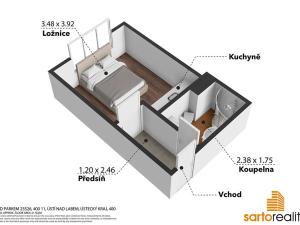 Prodej bytu 1+kk, Ústí nad Labem, Pod Parkem, 19 m2