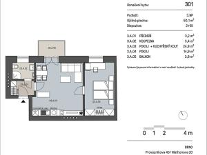 Pronájem bytu 2+kk, Brno, Mathonova, 46 m2