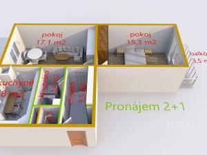 Pronájem bytu 2+1, Uherské Hradiště, Štefánikova, 52 m2