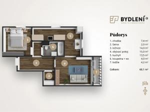 Pronájem bytu 2+1, Bílina, Sídliště Za Chlumem, 55 m2