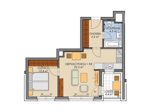 Prodej bytu 2+kk, Praha, Kabešova, 44 m2