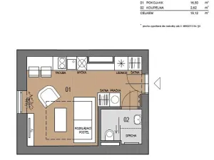 Pronájem bytu 1+kk, Brno, Křenová, 20 m2