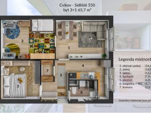 Pronájem bytu 3+1, Cvikov - Cvikov II, Sídliště, 67 m2