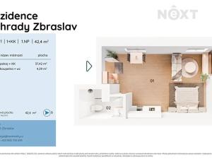 Prodej bytu 1+kk, Praha - Zbraslav, Elišky Přemyslovny, 43 m2