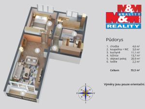 Prodej bytu 2+1, Děčín, Kamenická, 53 m2