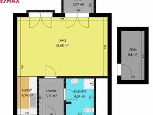 Pronájem bytu 1+kk, Poděbrady, Palackého, 48 m2