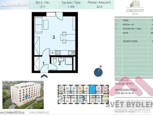 Pronájem bytu 1+kk, Praha - Chodov, Klapálkova, 33 m2