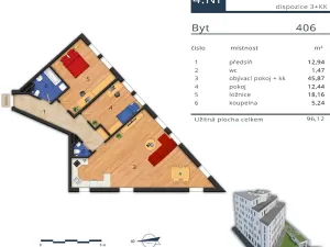 Pronájem bytu 3+kk, Praha - Krč, Pacovská, 96 m2
