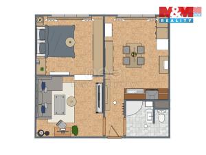 Pronájem bytu 1+1, Žatec, Mládežnická, 39 m2