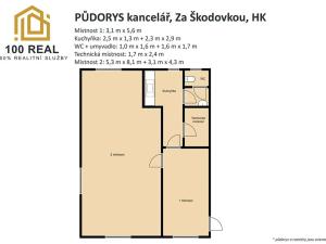 Pronájem kanceláře, Hradec Králové, Za Škodovkou, 93 m2