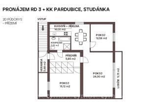 Pronájem rodinného domu, Pardubice, Lesní, 84 m2