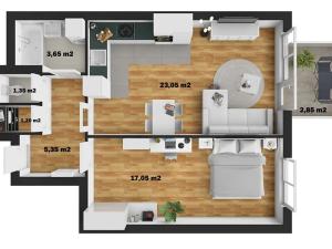 Pronájem bytu 2+kk, Praha - Kbely, Herlíkovická, 52 m2
