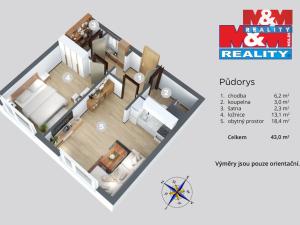 Prodej bytu 2+kk, Děčín, Dvořákova, 45 m2