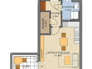 Pronájem bytu 1+kk, Praha - Ruzyně, Stočesova, 39 m2