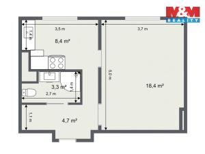Prodej bytu 1+1, Habartov, Gagarinova, 36 m2