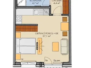 Prodej bytu 1+kk, Praha - Chodov, Bartůňkova, 38 m2