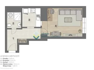 Pronájem bytu 1+1, Praha - Vysočany, Kolbenova, 35 m2