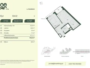 Prodej bytu 2+kk, Praha - Libeň, Na kopečku, 48 m2
