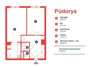 Pronájem bytu 2+kk, Praha - Háje, Emilie Hyblerové, 42 m2