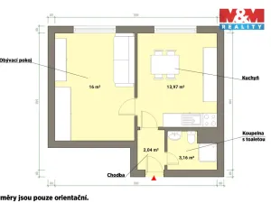 Pronájem bytu 1+1, Velká Hleďsebe, Tyršova, 36 m2