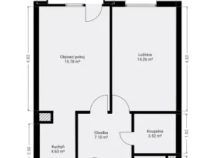Pronájem bytu 2+kk, Praha - Stodůlky, Wiedermannova, 50 m2
