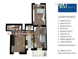 Prodej bytu 3+1, Brno, Slepá, 75 m2