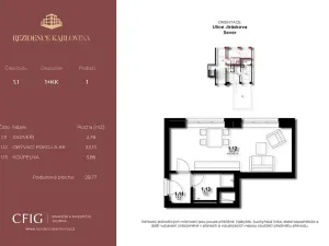 Prodej bytu 1+kk, Pardubice, Jiráskova, 29 m2