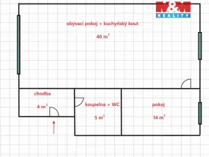 Pronájem bytu 2+kk, Heřmanův Městec, Masarykovo náměstí, 63 m2