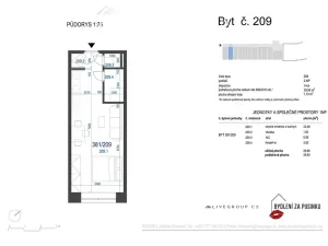 Pronájem bytu 1+kk, Zbýšov, čtvrť Padělky, 29 m2