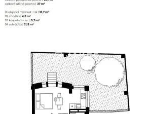 Pronájem bytu 1+kk, Praha - Liboc, Jenečská, 27 m2