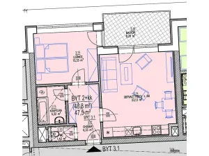 Prodej bytu 2+kk, Brno, Chvalovka, 46 m2