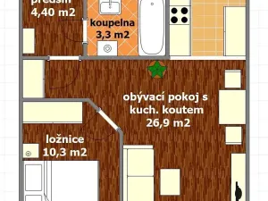 Pronájem bytu 2+kk, Šestajovice, Komenského, 46 m2