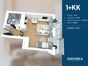 Pronájem bytu 1+kk, Praha - Vysočany, Fafkových, 33 m2