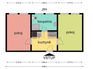 Pronájem bytu 2+1, Jindřichův Hradec, Miřiovského, 35 m2