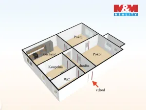 Pronájem bytu 2+1, Doudleby nad Orlicí, Dukelská, 65 m2