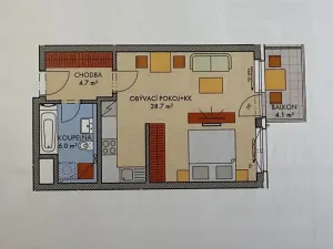 Pronájem bytu 2+kk, Praha - Dolní Měcholupy, Kryšpínova, 47 m2