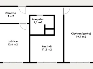 Prodej bytu 2+1, Chomutov, Kamenný vrch, 58 m2
