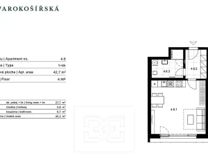 Pronájem bytu 1+kk, Praha - Košíře, Starokošířská, 43 m2