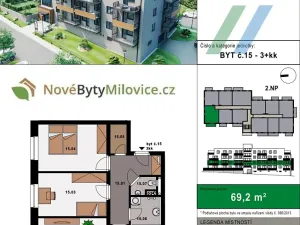 Prodej bytu 3+kk, Milovice, 63 m2