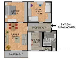 Prodej bytu 3+1, Písek, Budovatelská, 80 m2