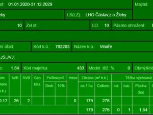Prodej podílu lesa, Vinaře, 10883 m2