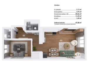 Pronájem bytu 2+kk, Praha - Strašnice, Průběžná, 47 m2