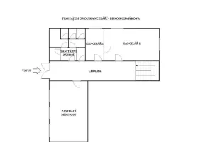 Pronájem kanceláře, Brno - Židenice, Kosmákova, 50 m2