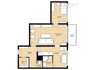 Prodej bytu 2+1, České Budějovice, Větrná, 59 m2