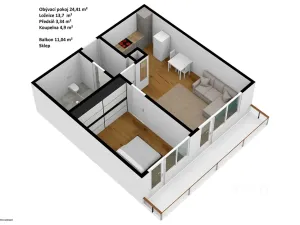 Pronájem bytu 2+kk, Praha - Hlubočepy, Wassermannova, 49 m2