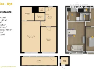 Prodej bytu 2+kk, Praha - Prosek, Prosecká, 41 m2