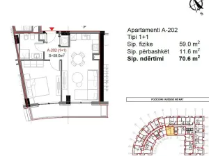 Prodej bytu 2+kk, Kavaja, Albánie, 59 m2