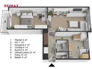 Prodej bytu 2+1, Karlovy Vary, I. P. Pavlova, 54 m2