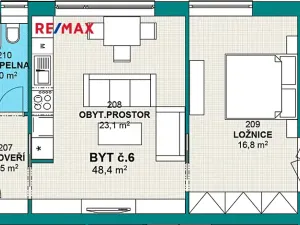 Pronájem bytu 2+kk, Hovorany, 48 m2